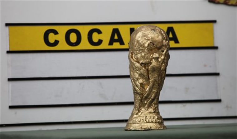 A statue replica of a World Cup soccer trophy was made of 24 pounds of cocaine mixed with acetone or gasoline to make it moldable.